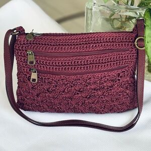 The Sak Crochet Crossbody Bag in Black Cherry